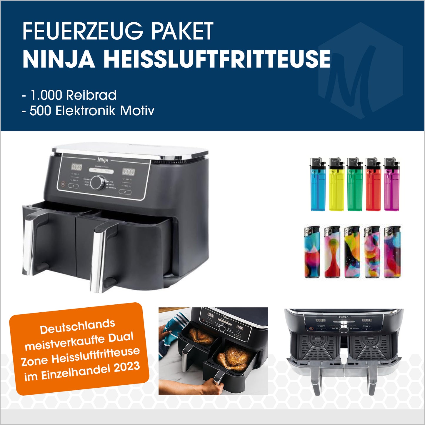 Feuerzeug-Paket mit Ninja Heißluftfriteuse