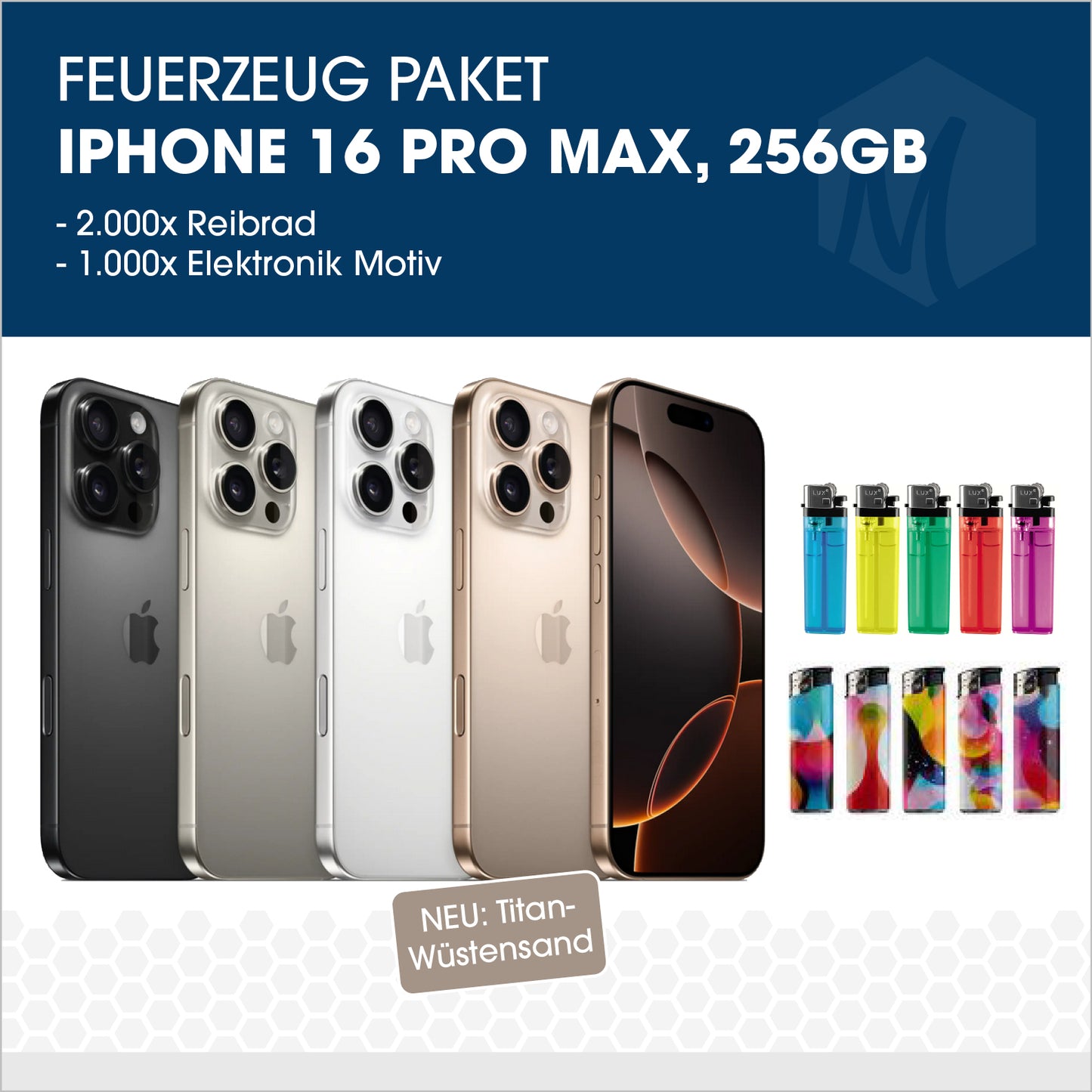 Feuerzeug-Paket mit Apple iPhone 16 Pro Max