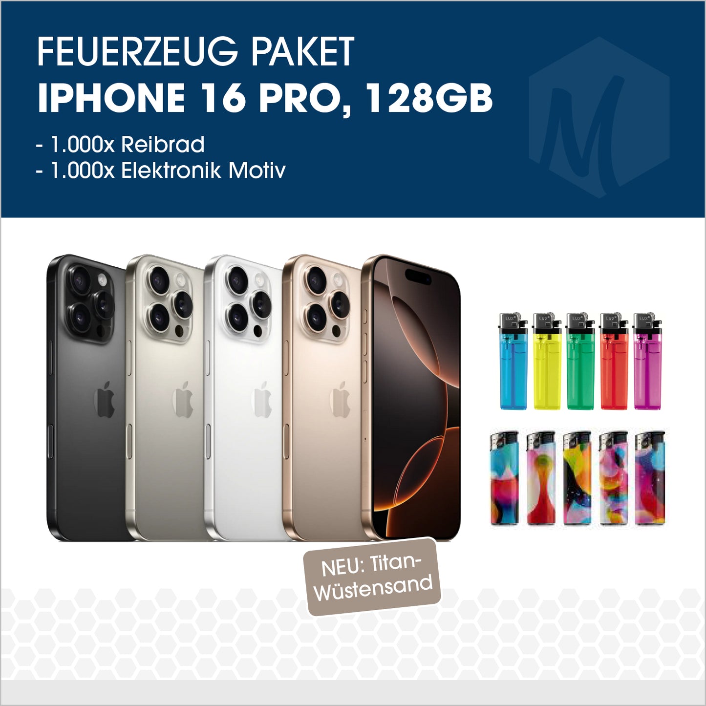 Feuerzeug-Paket mit Apple iPhone 16 Pro