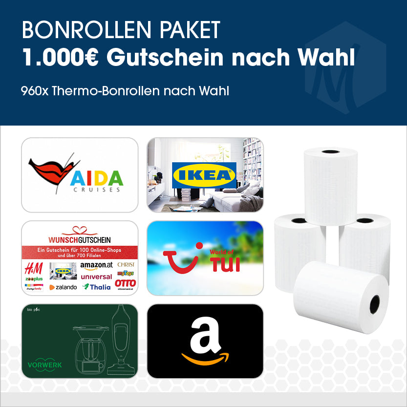 Bonrollen-Paket mit 1000 EUR Gutschein