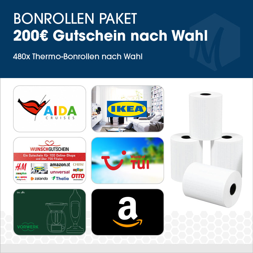 Bonrollen-Paket mit 200 EUR Gutschein