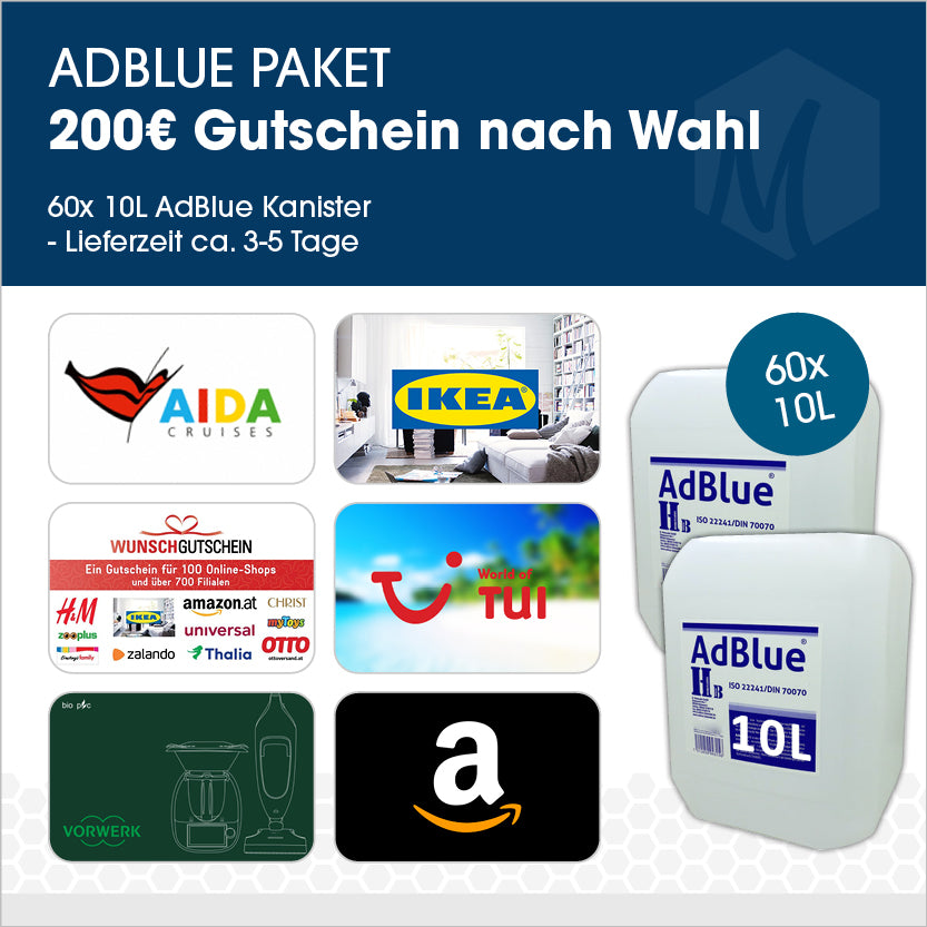 AdBlue Paket 1 mit 200€ Gutschein