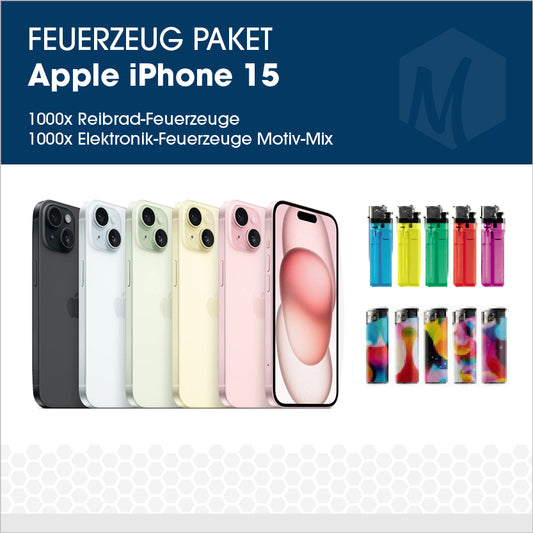 Feuerzeug-Paket mit Apple iPhone 15