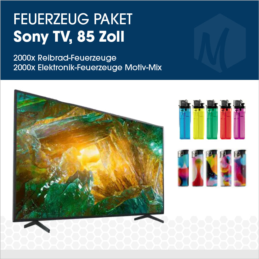 Feuerzeug-Paket mit Sony Smart-TV / 85 Zoll