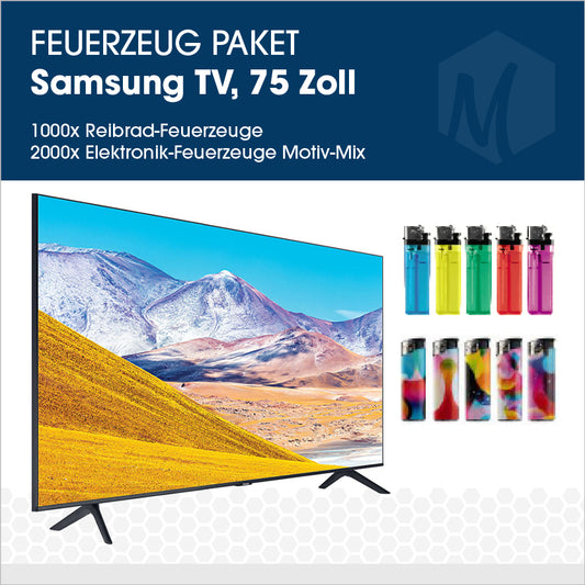 Feuerzeug-Paket mit Samsung Smart-TV / 75 Zoll