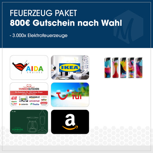 Feuerzeug-Paket mit 800€ Gutschein