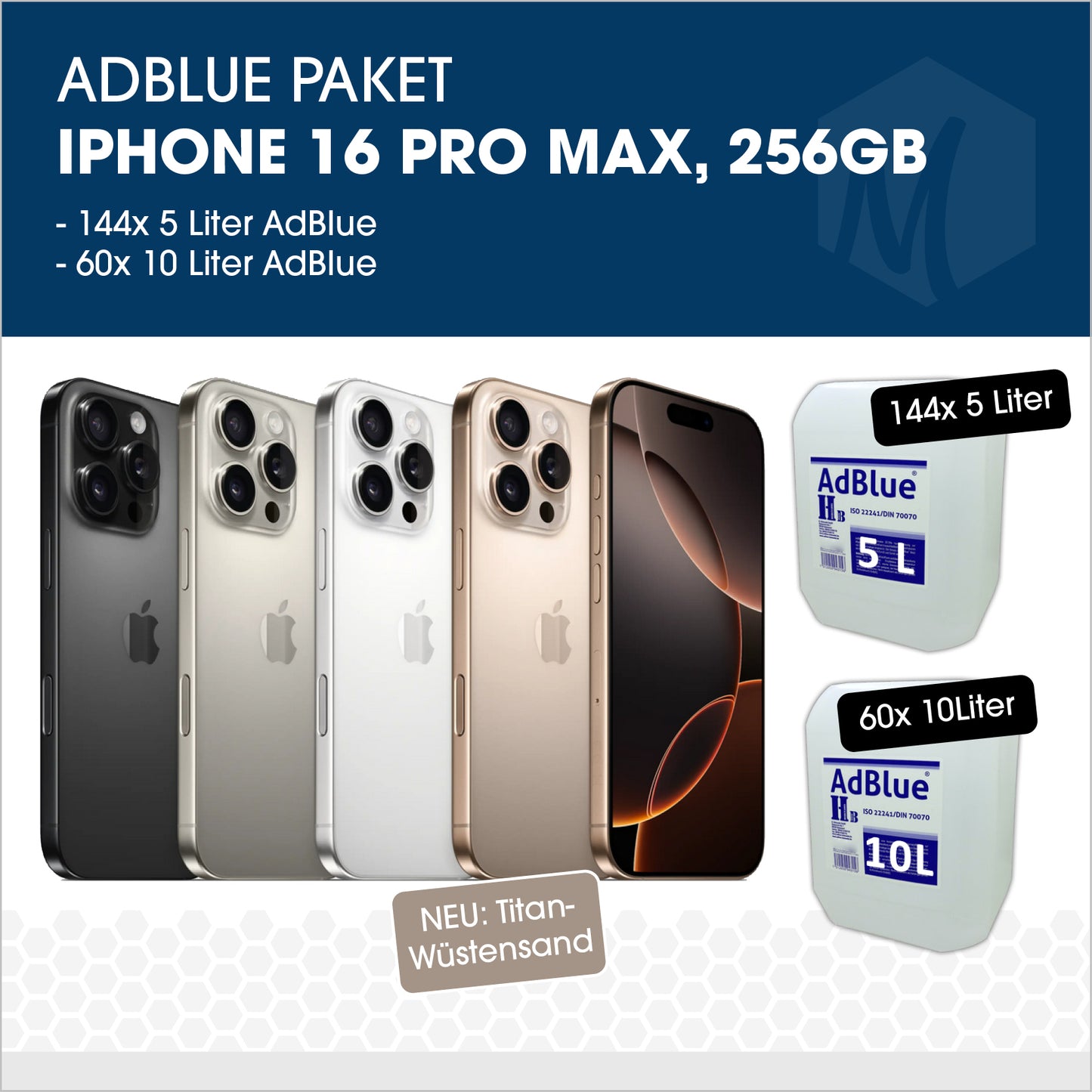 AdBlue Mischpaket 6 mit iPhone 16 Pro Max