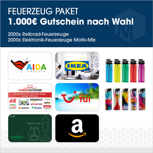 Feuerzeug-Paket mit 1000€ Gutschein